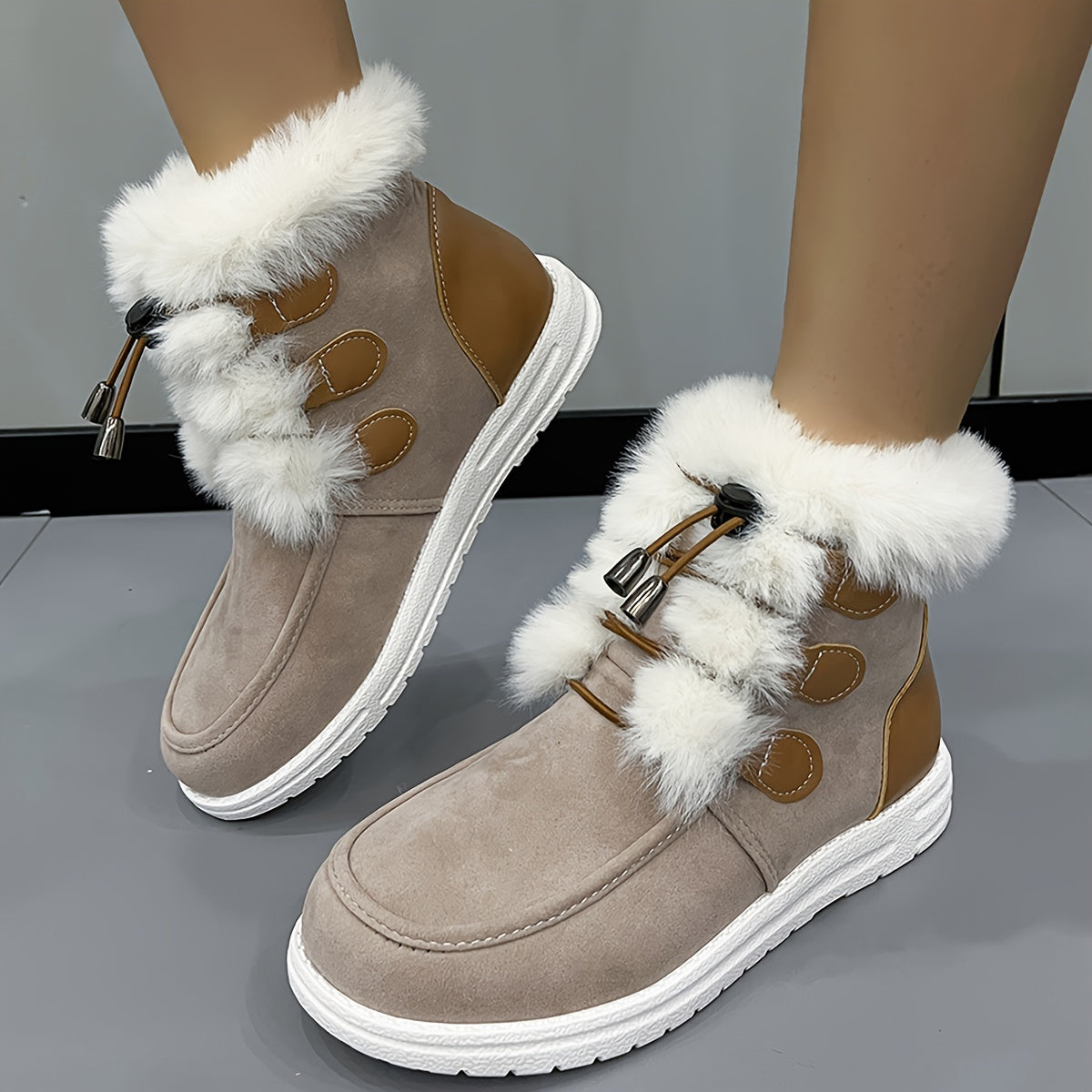 Women's Faux Fur Lined Plush Thermal Snow Boots High Top