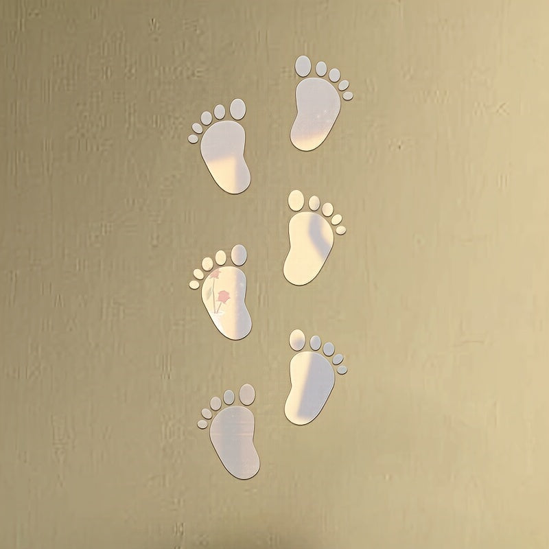 36pcs Acrylic 3D Mirror Sticker Baby Footprint Mirror Wall Stick