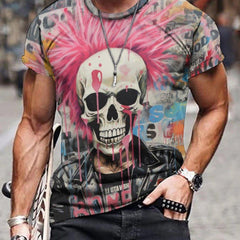 Skull 3d Print Men's Novelty T shirt For Summer
