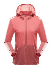 Women's UPF50 Protection Hooded Jacket Lightweight Full Zipper Long Sleeve