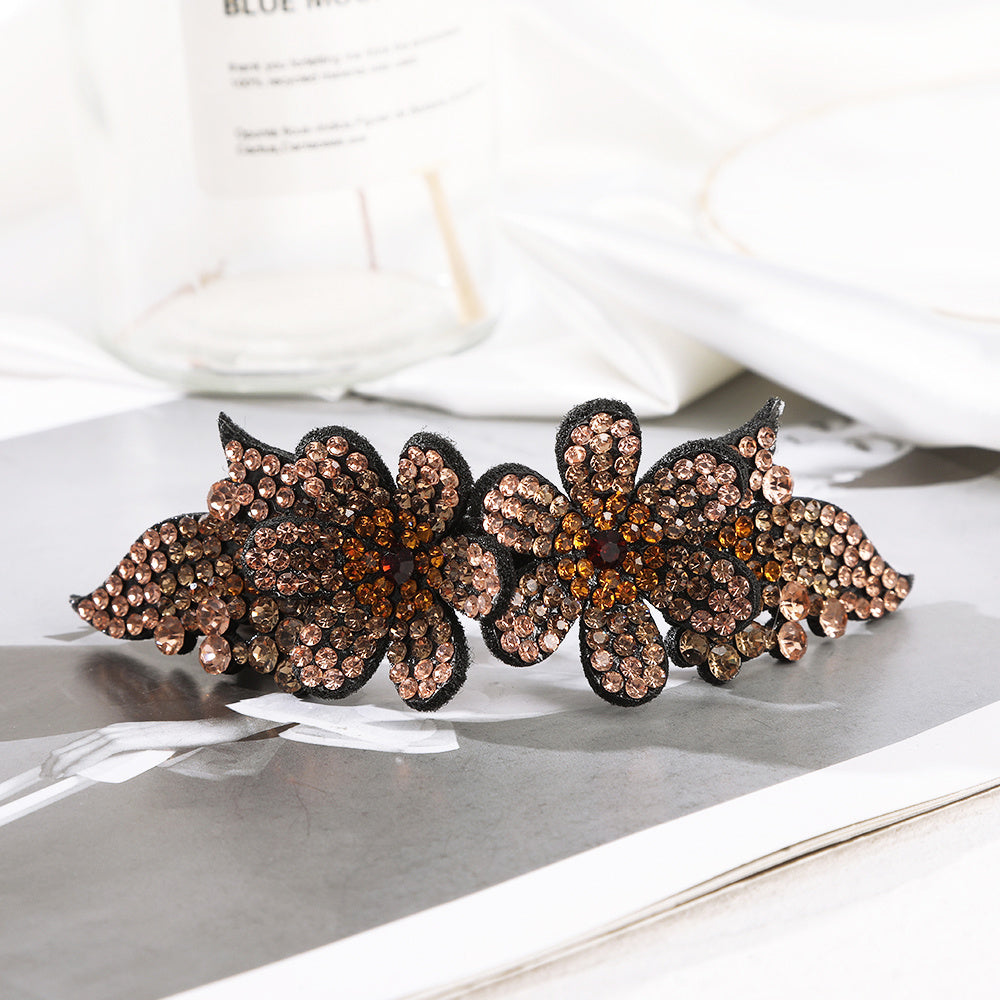 Flower Rhinestone Hair Clips Ponytail Holder Hair Accessories