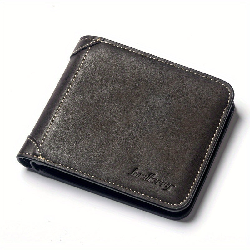 Men's PU Leather Wallet With Card Slots Retro Horizontal Money Clip