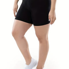 Sporty Shorts Women's Plus Elastic High Rise Stretch Shorts