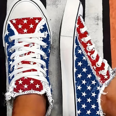 Women's Star Pattern Canvas Shoes Casual Lace Up Low Top Lightweight Shoes