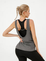Soft Yoga Gym Shirt with Open Back Strappy Athletic