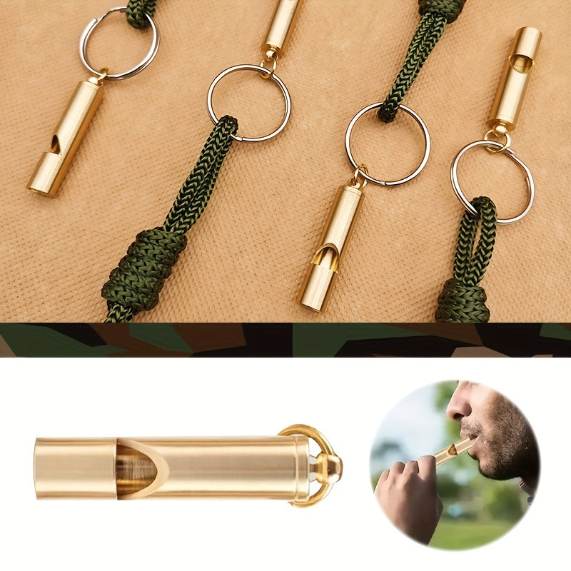 Brass Whistle Key Ring Army Green Rope Emergency Whistle