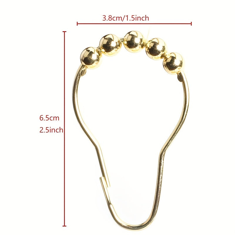 12pcs Roller Ball Shower Curtain Hooks Stainless Steel Rust Proof
