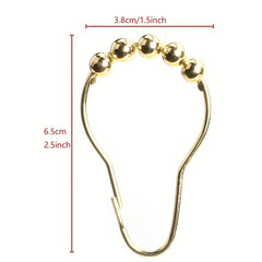 12pcs Roller Ball Shower Curtain Hooks Stainless Steel Rust Proof