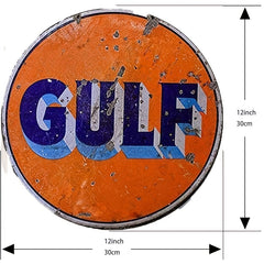Vintage Round Metal Sign Bay Gasoline Sign 12 Inches Diameter