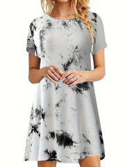  Tie Dye Short Sleeve Slim Fit Dress
