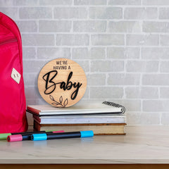 Baby Birth Sign Doorplate Decorative Pendant Wooden Round Card Souvenir