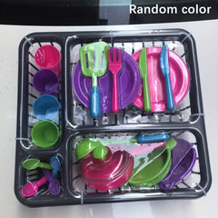 28pcs Mini Kitchen Playset Pretend Cooking Utensils and Dishes Educational Toys