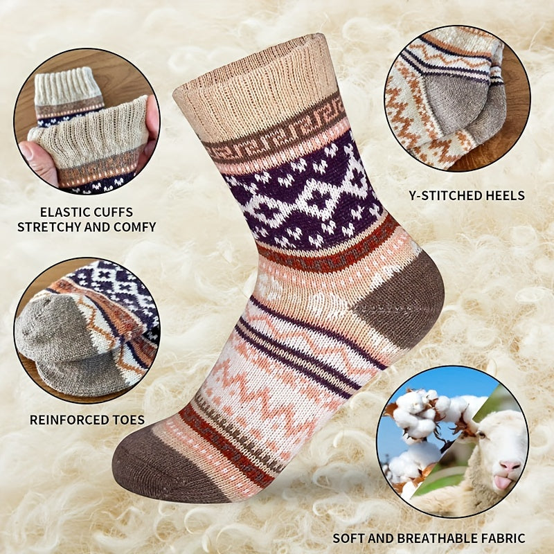 Men's Wool Cotton Thermal Socks Warm Crew Socks US Sizes 7-12