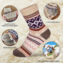 Men's Wool Cotton Thermal Socks Warm Crew Socks US Sizes 7-12