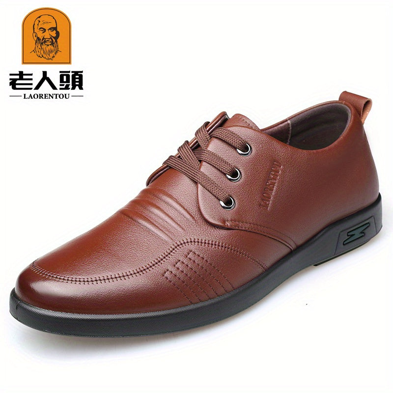 LAORENTOU Men's Leather Dress Shoes Non Slip Lace up Formal Shoes