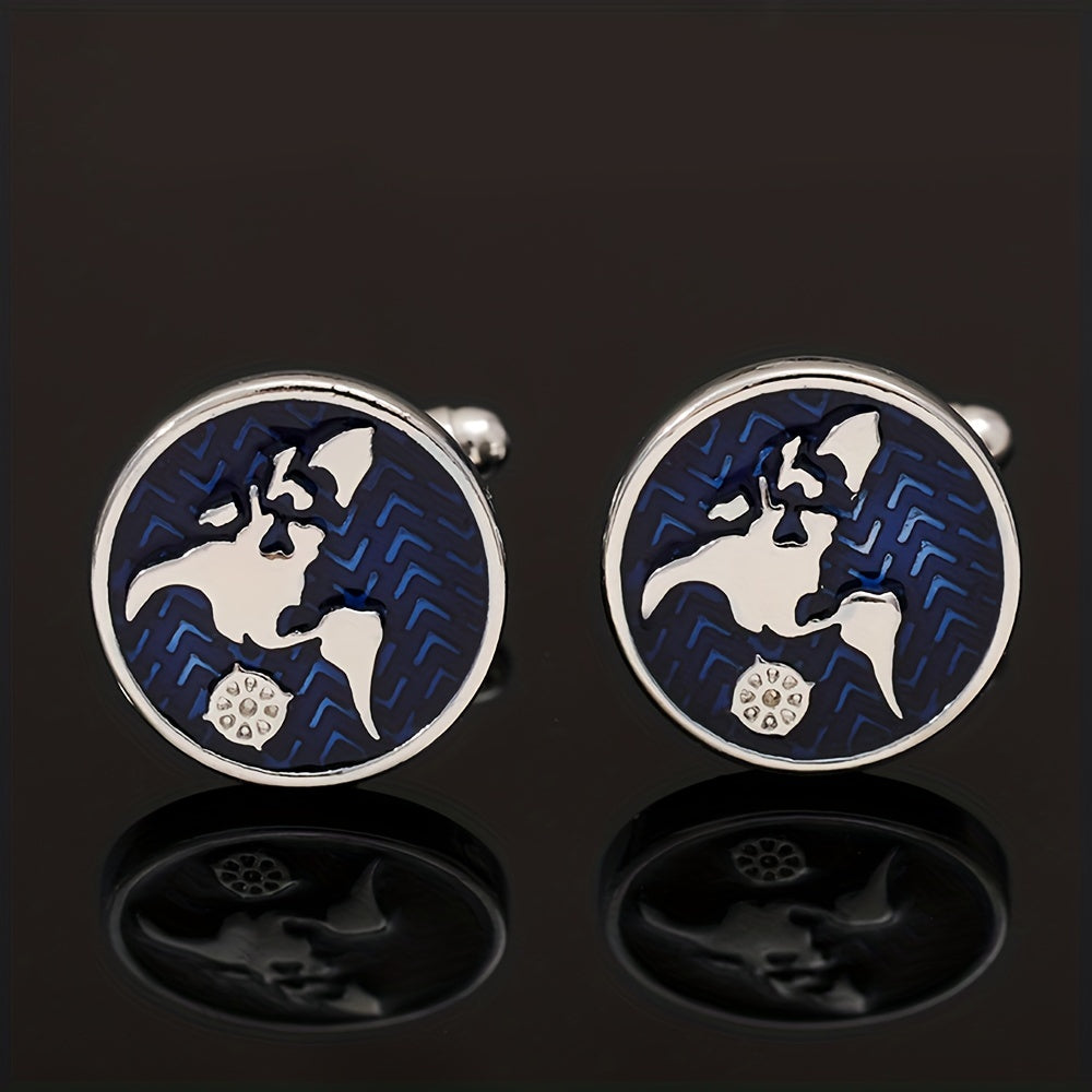 Metal World Map Button Cufflinks Shirt Cufflinks