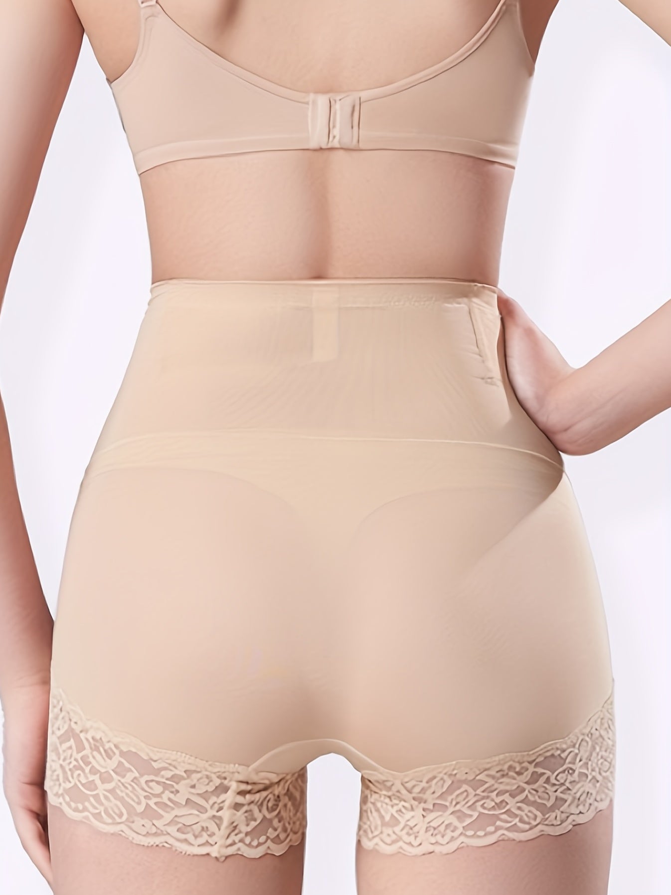 2pcs Lace Trim Tummy Control Panties Butt Lifting Women's Underwear