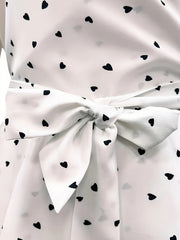  Heart Print Long Sleeve Peplum Top