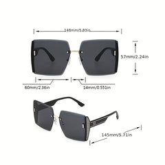 Glitter Gradient Square Rimless Sunglasses UV400 Sun Shades