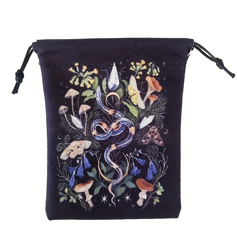 Double Sided Printed Flannel Tarot Oracle Storage Bag Gift Drawstring Bag