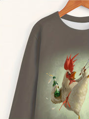 Chicken 3D Print Men's Long Sleeve Graphic T-shirt for Summer