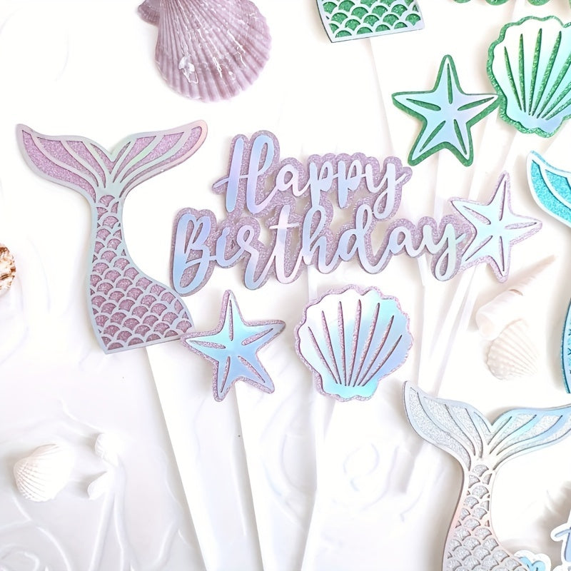 5pcs Happy Birthday Mermaid Cake Decoration Set