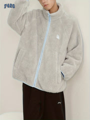 Men's Loose Fit Plush Fleece Coat For Fall Winter