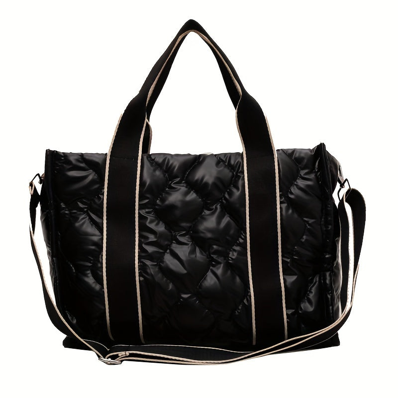 Puffer Quilted Tote Bag Crossbody Winter Shoulder Bag