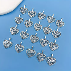 20pcs Antique Silver Heart Shape Charms Pendant for DIY Jewelry Making
