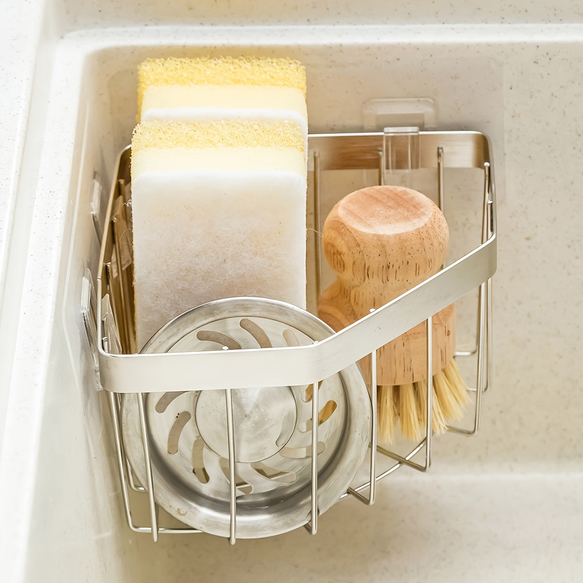 Stainless Steel Triangular Rag Corner Drain Rack Sink Sponge Storage