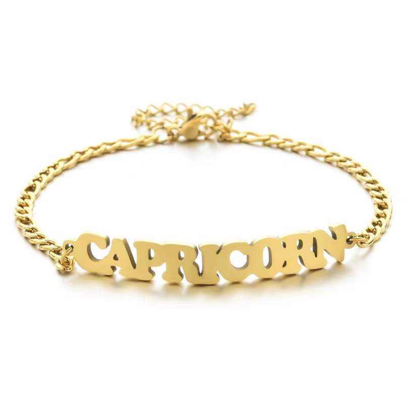 Stainless Steel Zodiac Letter Bracelet Gift