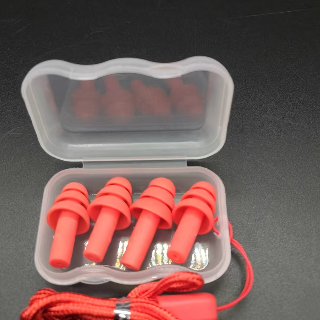 2 Pairs Silicone Earplugs With Storage Box And Lanyard