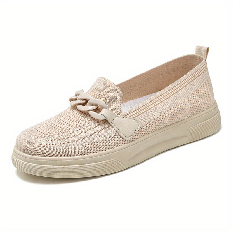 Women's Chain Decor Slip On Shoes Comfy Sneakers