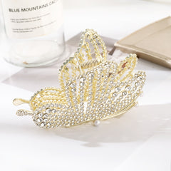 Butterfly Hair Claw Clip Rhinestone Faux Pearl Non Slip Grip