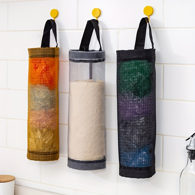 1pc Hanging Plastic Bag Organizer for Kitchen, Bathroom & Office
