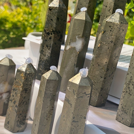 Natural Crystal Pyrite Healing Point Wand Home Decoration