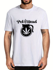 Men's Pot Head Print T shirt Casual Slightly Stretch Tee