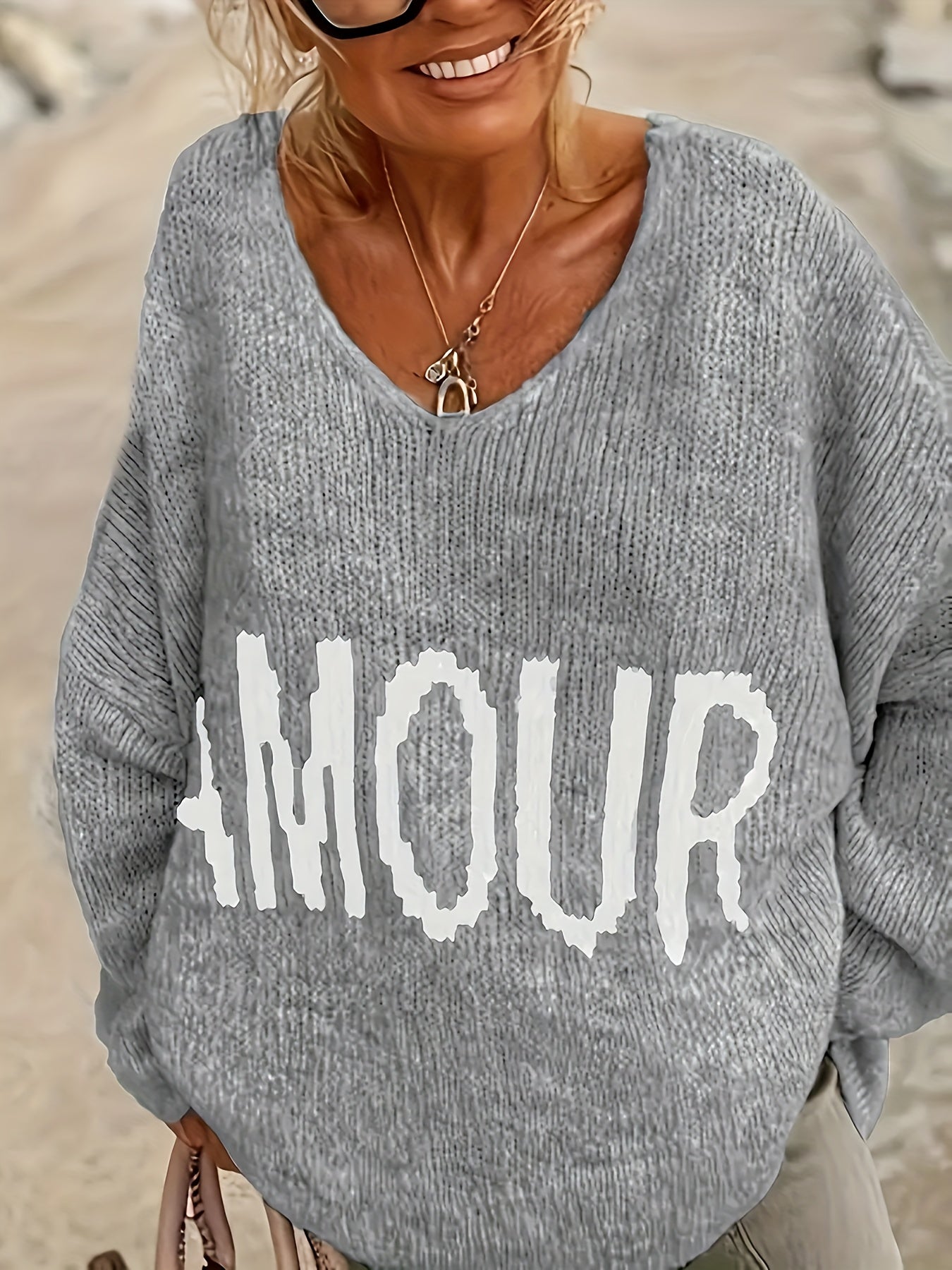  Casual Sweater Women's Plus V Neck Jumper