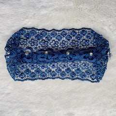 Floral Lace Hair Band Retro Wide Mesh Headdress Headwear Rhinestone Decor
