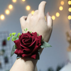 2pcs Bohemian Rose Corsage & Bracelet Set for Wedding & Party Decorations