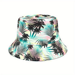 Coconut Tree Print Bucket Hat Lightweight Fisherman Cap Women