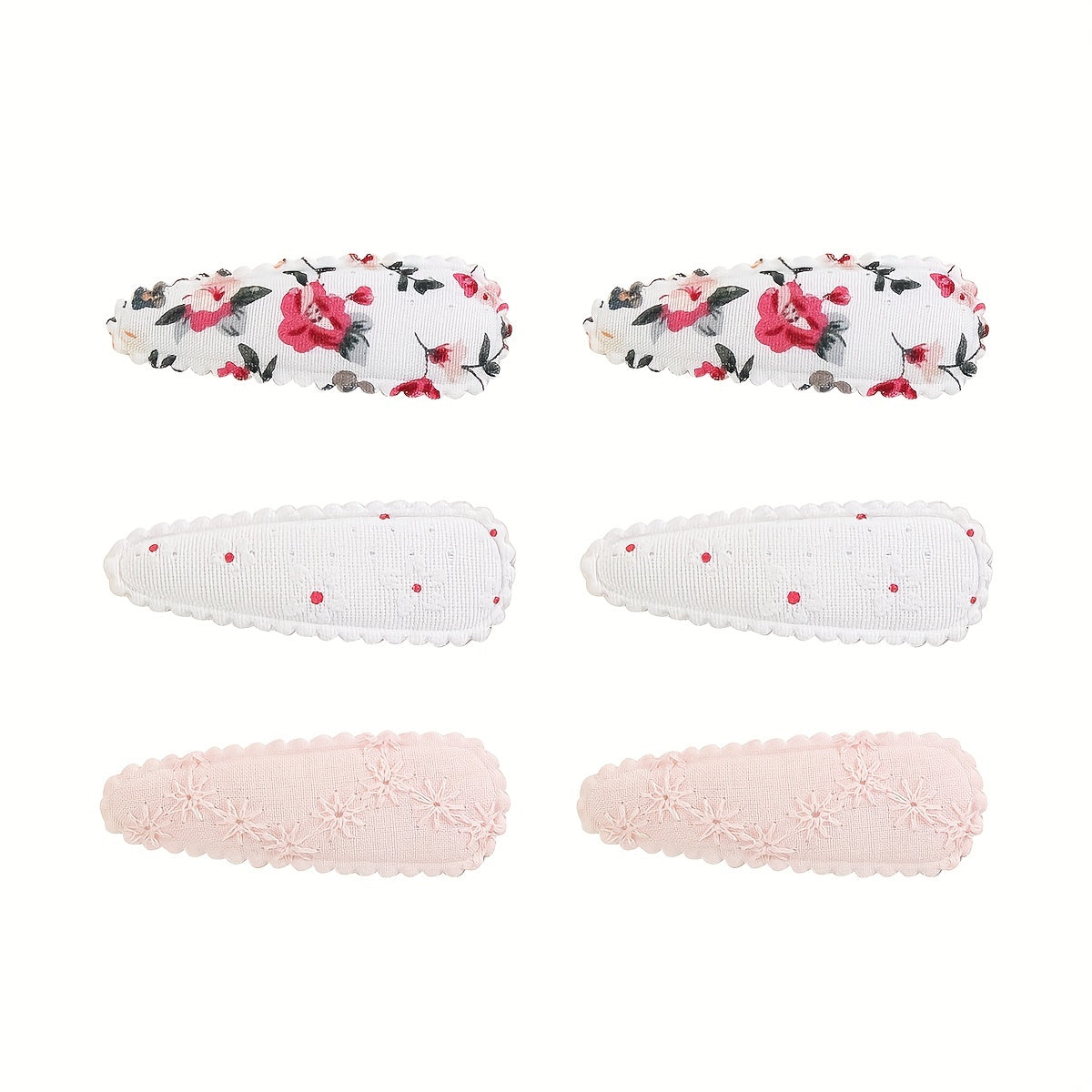 6pcs Floral Printed Hair Clip For Side Hair Bang Braids