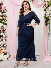  Colorblock Sequin Lace Bridesmaid Maxi Dress