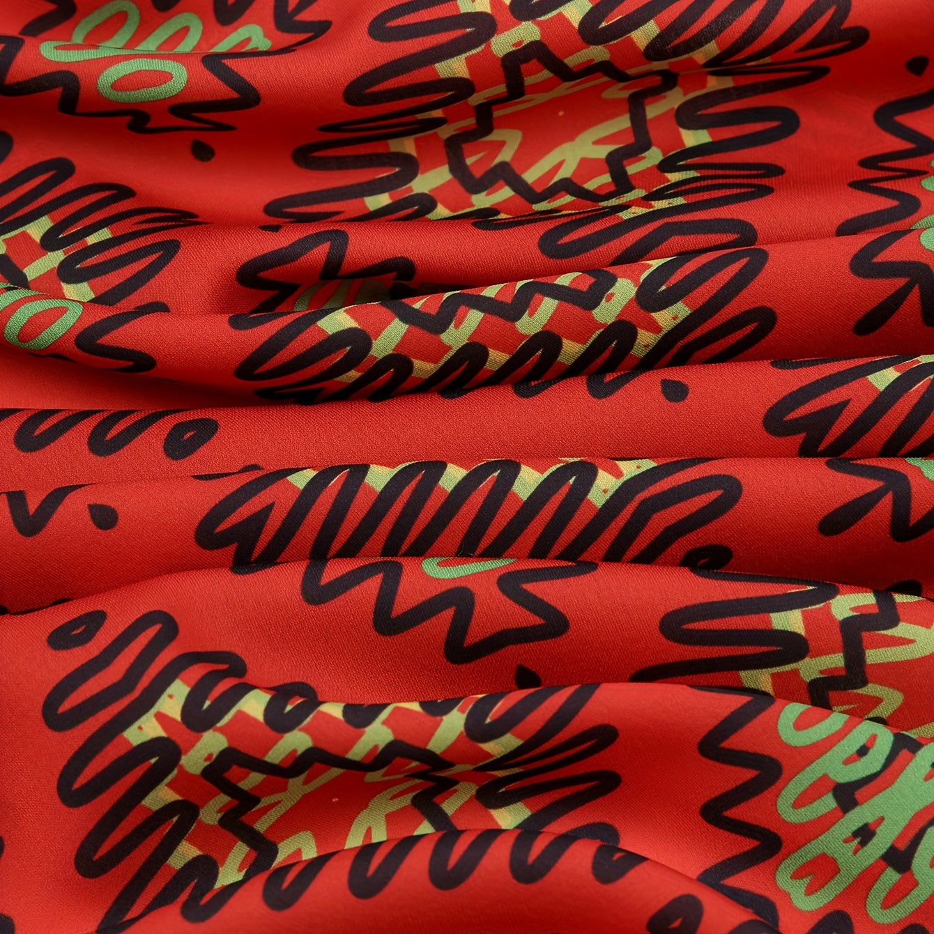 Red Bandana Boho Printed Square Scarf Neckerchief Head Wrap