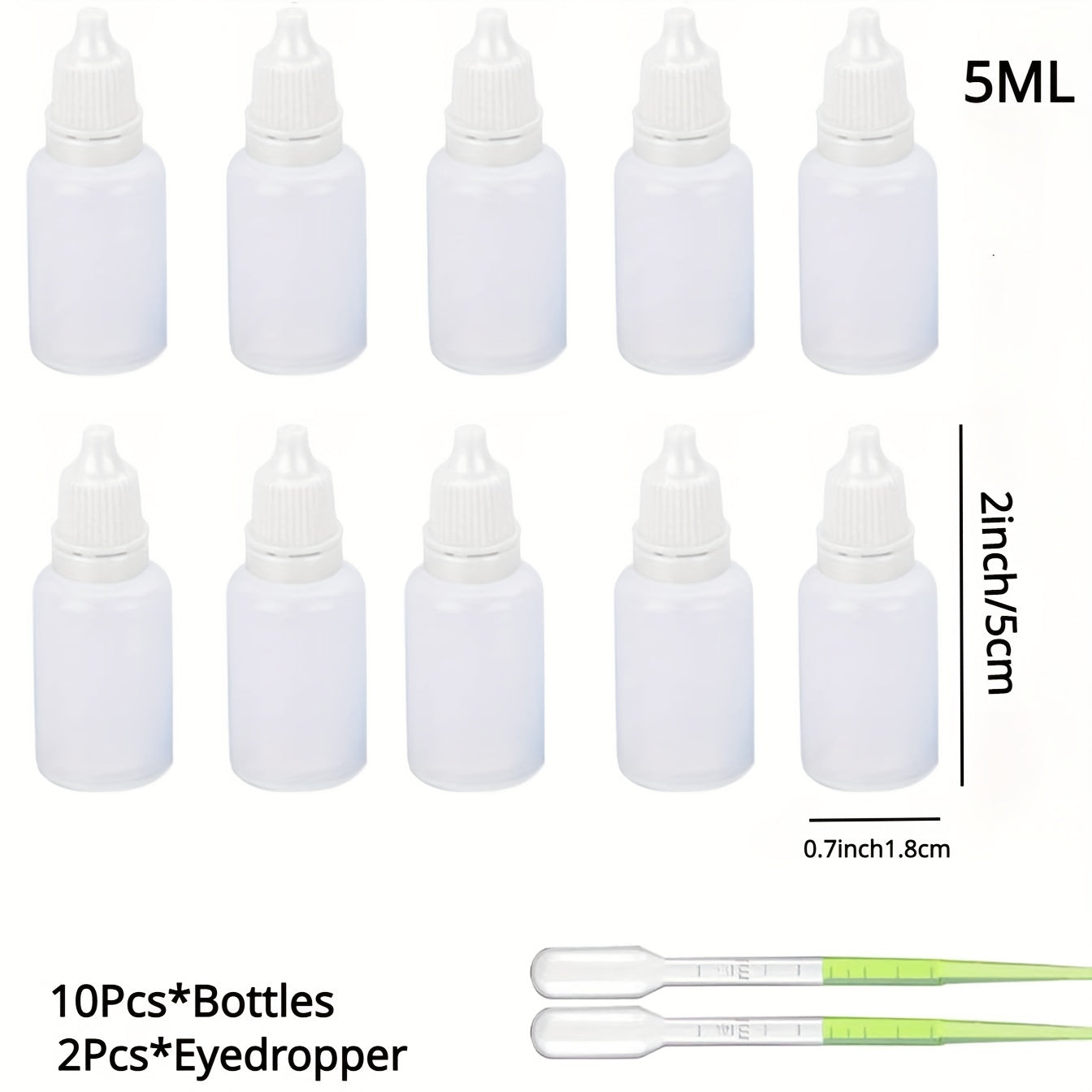 12pcs 10ML Plastic Dropper Bottles with Screw Cap for Eye Liquid