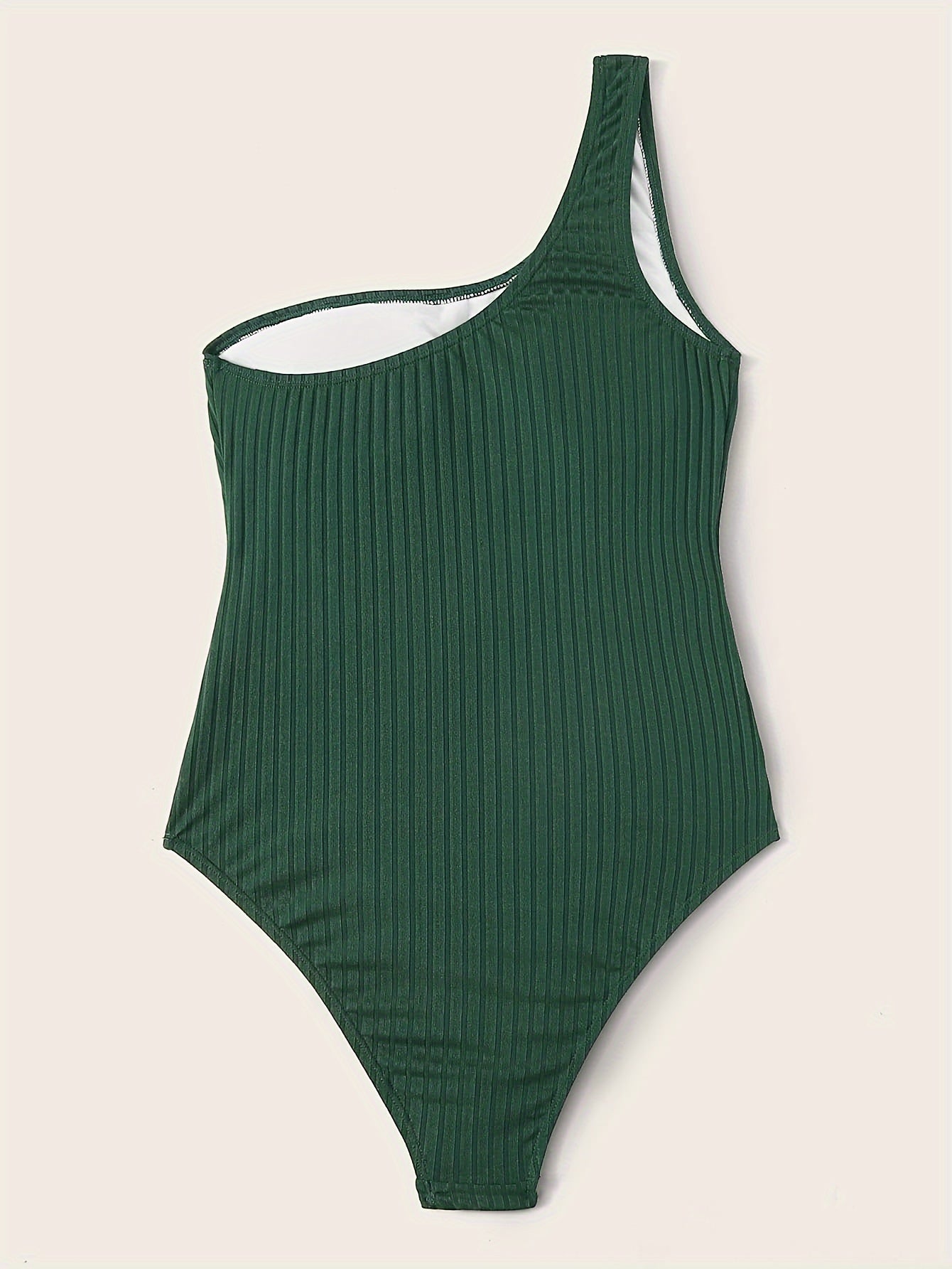  Ribbed One Shoulder One Piece Swimsuit