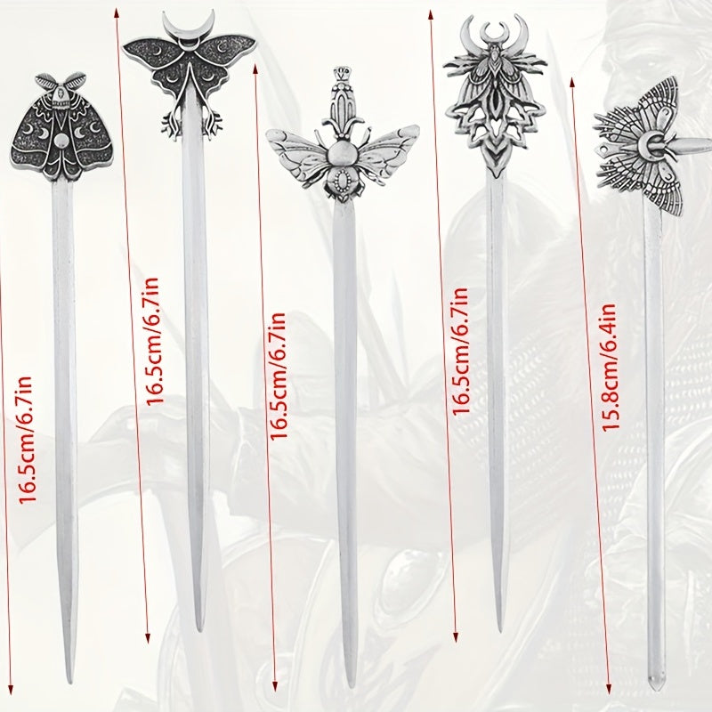 Vintage Viking Style Hairpin Moth Hair Stick Witch Nordic Celtic Accessory