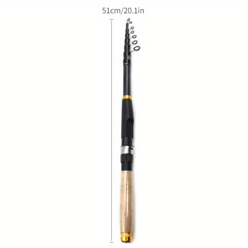 Compact Retractable Fishing Rod with Wooden Handle