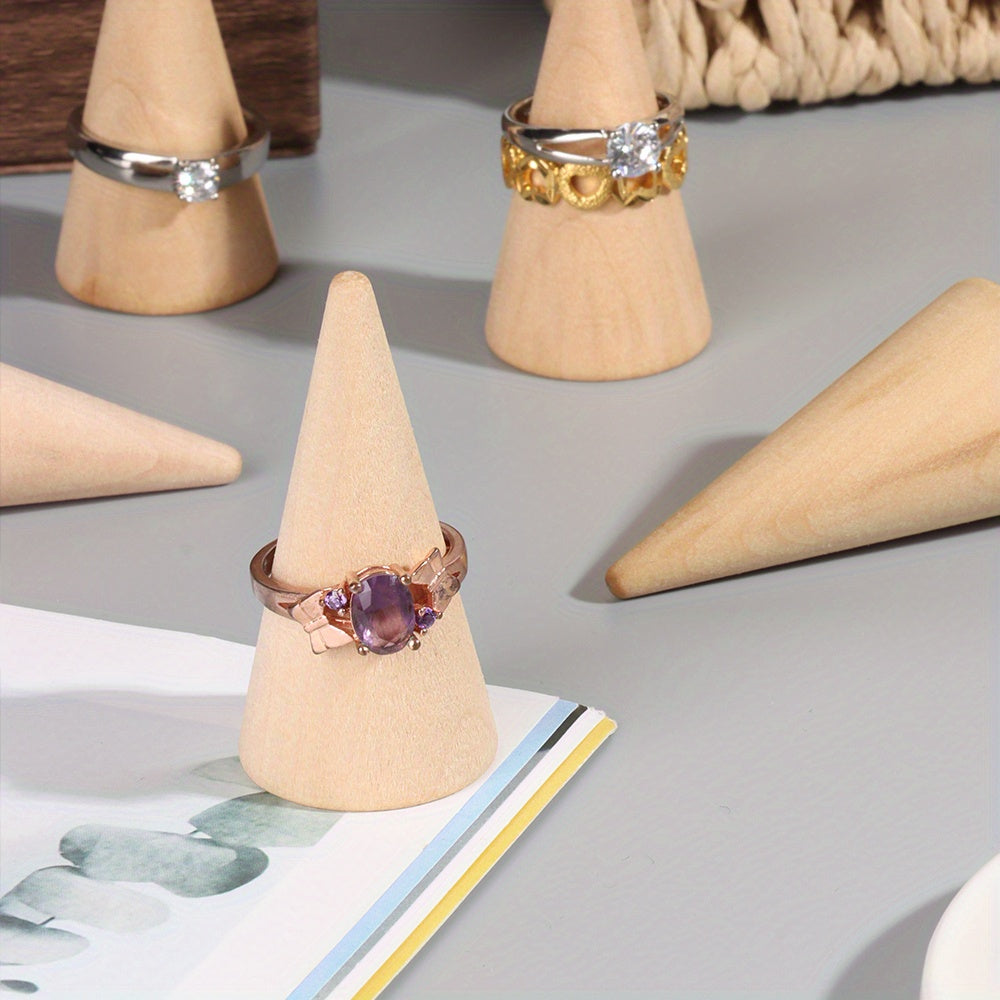 Solid Wood Ring Bracket Cone Jewelry Rack Ring Display Stand