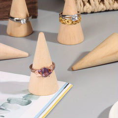 Solid Wood Ring Bracket Cone Jewelry Rack Ring Display Stand